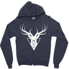 deer head vector white logo Zipper Hoodie