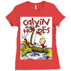 calvin hobbes Ladies Fitted T-Shirt