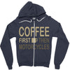 coffee then motorcycles Zipper Hoodie