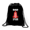 dad you're my hero Drawstring Bags