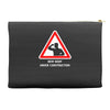 body under construction road sign Accessory Pouches