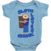 sloth loves chunk Baby Bodysuit