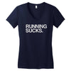 running sucks   humor exercise running gym marathon runner workout tee Women's V-Neck T-Shirt