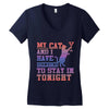 my cat and i stay in tonight Women's V-Neck T-Shirt