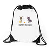 happy meowr Drawstring Bags