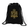 kings are born in 1985 Drawstring Bags