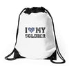 i love my soldier navy camouflage Drawstring Bags