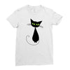 black cat idiot Ladies Fitted T-Shirt