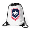 land of the free shield Drawstring Bags