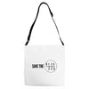 save the manual transmissions black (stick shift) Adjustable Strap Totes