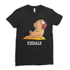yoga pug exhale Ladies Fitted T-Shirt