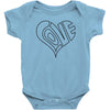 men's love heart outline valentine's day t shirt Baby Onesie