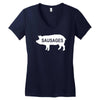 pig sausages funny Women's V-Neck T-Shirt