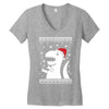 big trex santa ugly christmas Women's V-Neck T-Shirt