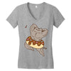 Pusheen the Cat Muscular with Donut Women's V-Neck T-Shirt