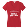 commas save lives t shirt Women's V-Neck T-Shirt