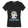 unicorns are born in december cute unicorn Women's V-Neck T-Shirt