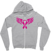 breast cancer ribbon with wing Zipper Hoodie