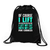 cat cats lift lifting fitness Drawstring Bags