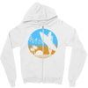 beach surfer silhouette birds sand waves palm Zipper Hoodie