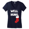 well hung endowed christmas stocking funny Women's V-Neck T-Shirt
