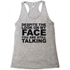 rude slogan Racerback Tank