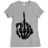 middle finger skeleton bone skull grafitti art Ladies Fitted T-Shirt