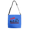 the goat white t shirt greatest of all time basketball baseball footba Adjustable Strap Totes