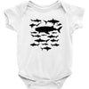 shark chart light blue t shirt Baby Onesie