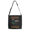 ugly dinosaur merry christmas Adjustable Strap Totes