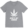 Support Lung Cancer Awareness With A White Cannabis Leaf V-Neck Tee