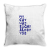 my cat was pight about you Throw Pillow