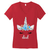 birthday unicorn family series dad Women's V-Neck T-Shirt