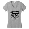 shark chart light blue t shirt Women's V-Neck T-Shirt