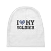 i love my soldier navy camouflage Baby Beanies