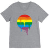 rainbow colored stripes dot running splashes V-Neck Tee