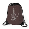 skeleton hand Drawstring Bags