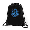 bass clef in blue Drawstring Bags