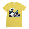 Great White Wave Shark Ladies Fitted T-Shirt