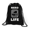 nerd life is the best life Drawstring Bags
