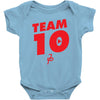 team 10 red Baby Onesie