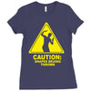 caution shapes being thrown printed Ladies Fitted T-Shirt