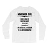 Super November Girl Long Sleeve Shirts