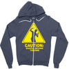 caution shapes being thrown printed Zipper Hoodie