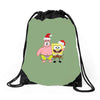 spongebob squarepants and patrick christmas Drawstring Bags
