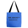 mr right funny t shirt humor sex college pimp tee s 3xl Tote Bags