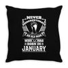 Never Underestimate Old Man Who Was Born January Throw Pillow