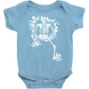 a skeleton crawling Baby Onesie