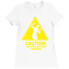 caution shapes being thrown printed Ladies Fitted T-Shirt