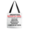Smartass March Girl Tote Bags